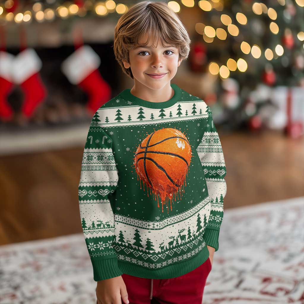 Funny Basketball Drip Splash Graphic Ugly Christmas Sweater