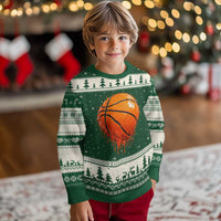 Funny Basketball Drip Splash Graphic Ugly Christmas Sweater