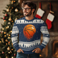 Funny Basketball Drip Splash Graphic Ugly Christmas Sweater