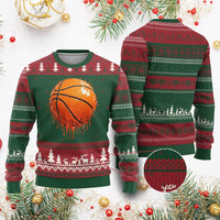 Funny Basketball Drip Splash Graphic Ugly Christmas Sweater
