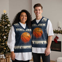 Funny Basketball Drip Splash Graphic V-Neck Knit Sweater Vest