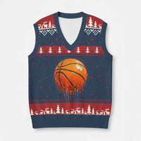 Funny Basketball Drip Splash Graphic V-Neck Knit Sweater Vest