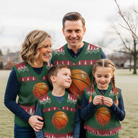 Funny Basketball Drip Splash Graphic V-Neck Knit Sweater Vest