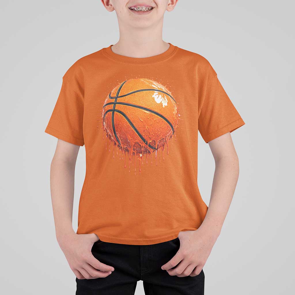 Funny Basketball Drip Splash Graphic T Shirt For Kid