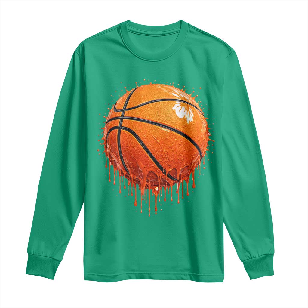 Funny Basketball Drip Splash Graphic Long Sleeve Shirt
