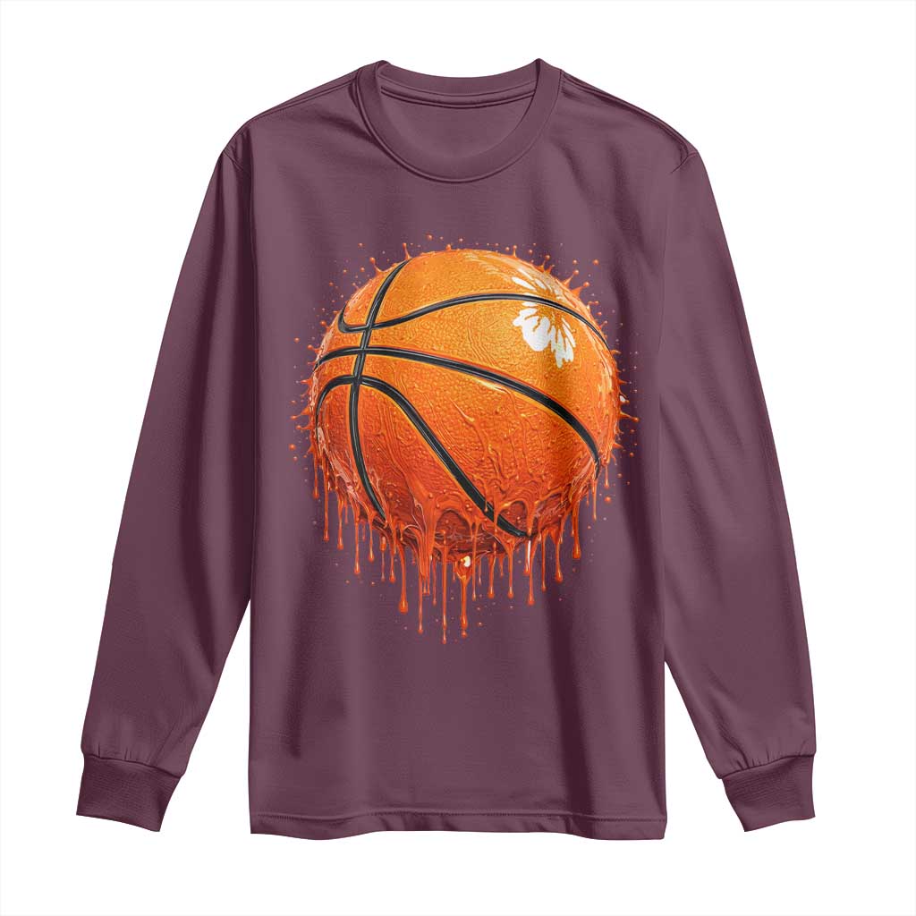 Funny Basketball Drip Splash Graphic Long Sleeve Shirt
