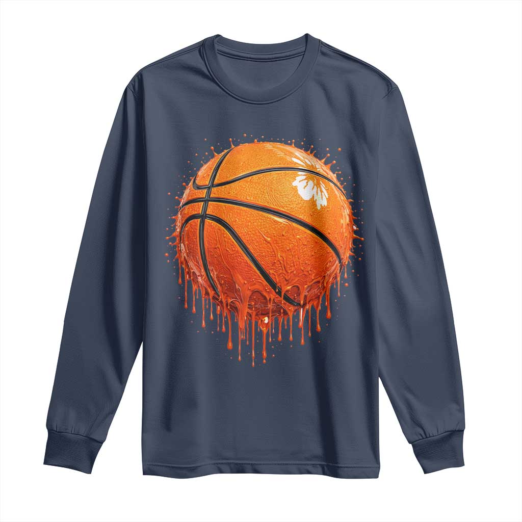 Funny Basketball Drip Splash Graphic Long Sleeve Shirt
