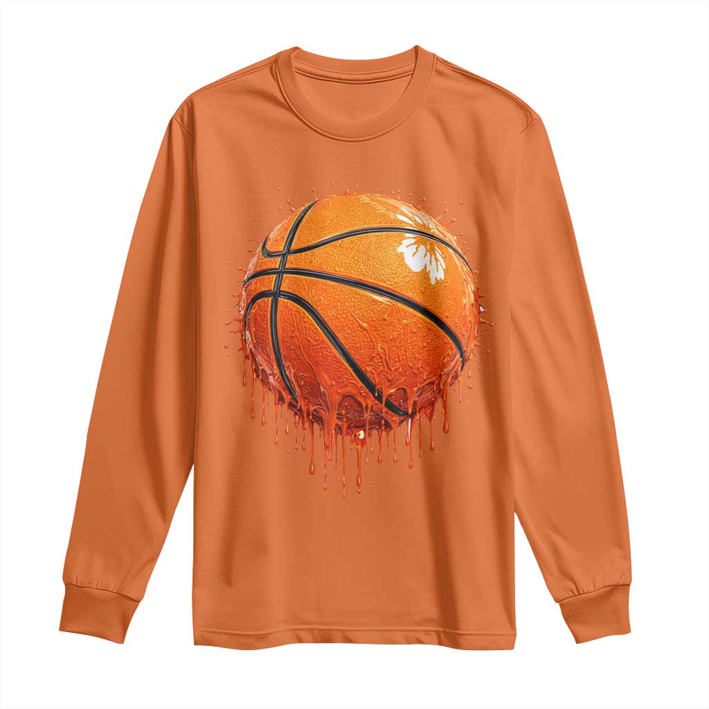 Funny Basketball Drip Splash Graphic Long Sleeve Shirt