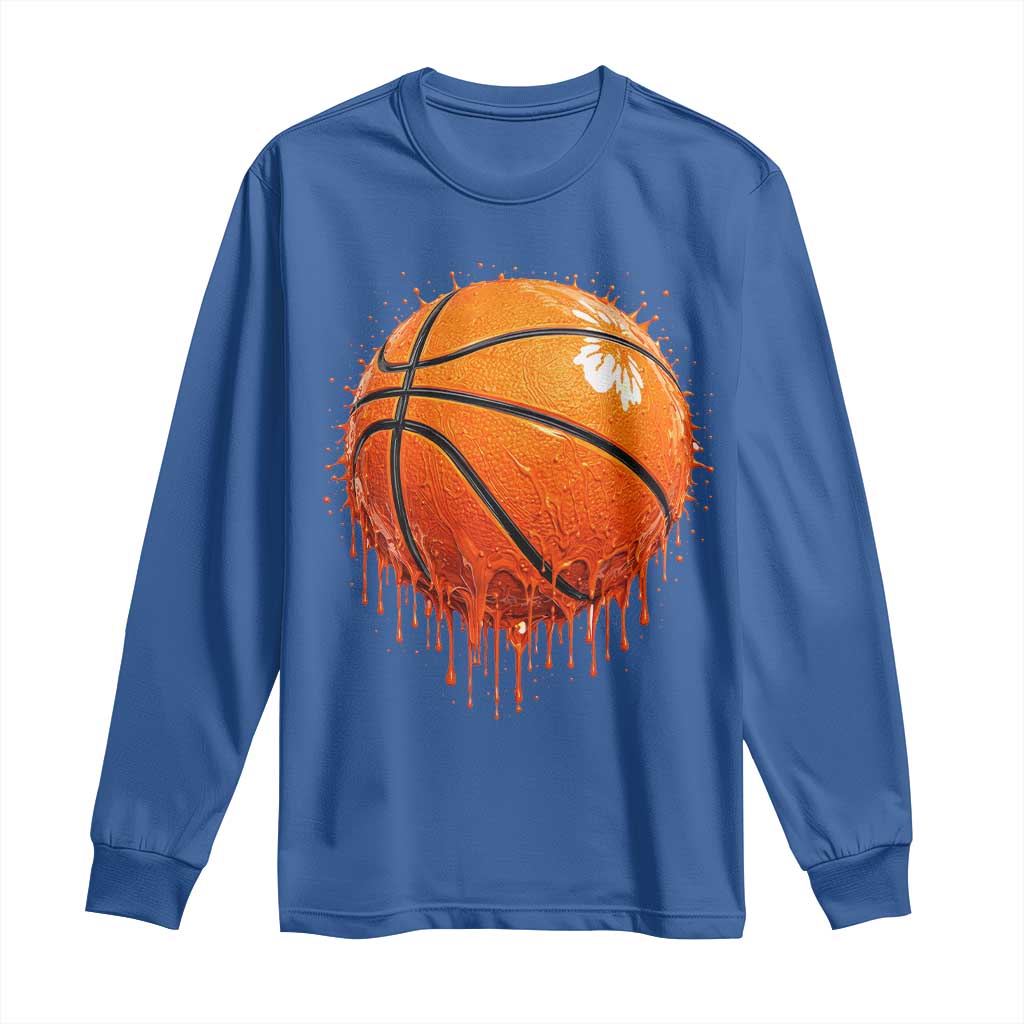 Funny Basketball Drip Splash Graphic Long Sleeve Shirt