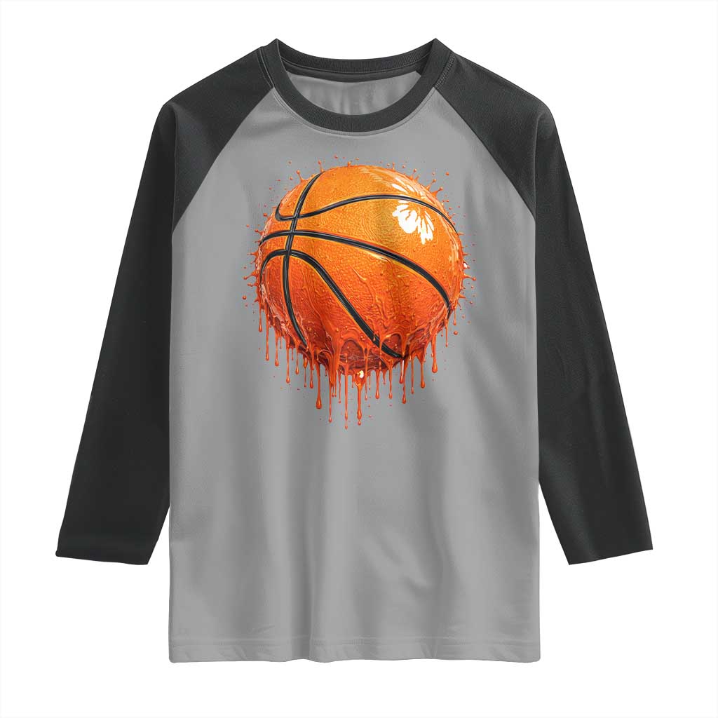 Funny Basketball Drip Splash Graphic Raglan Shirt
