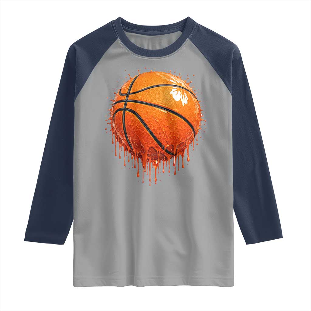 Funny Basketball Drip Splash Graphic Raglan Shirt