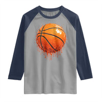 Funny Basketball Drip Splash Graphic Raglan Shirt