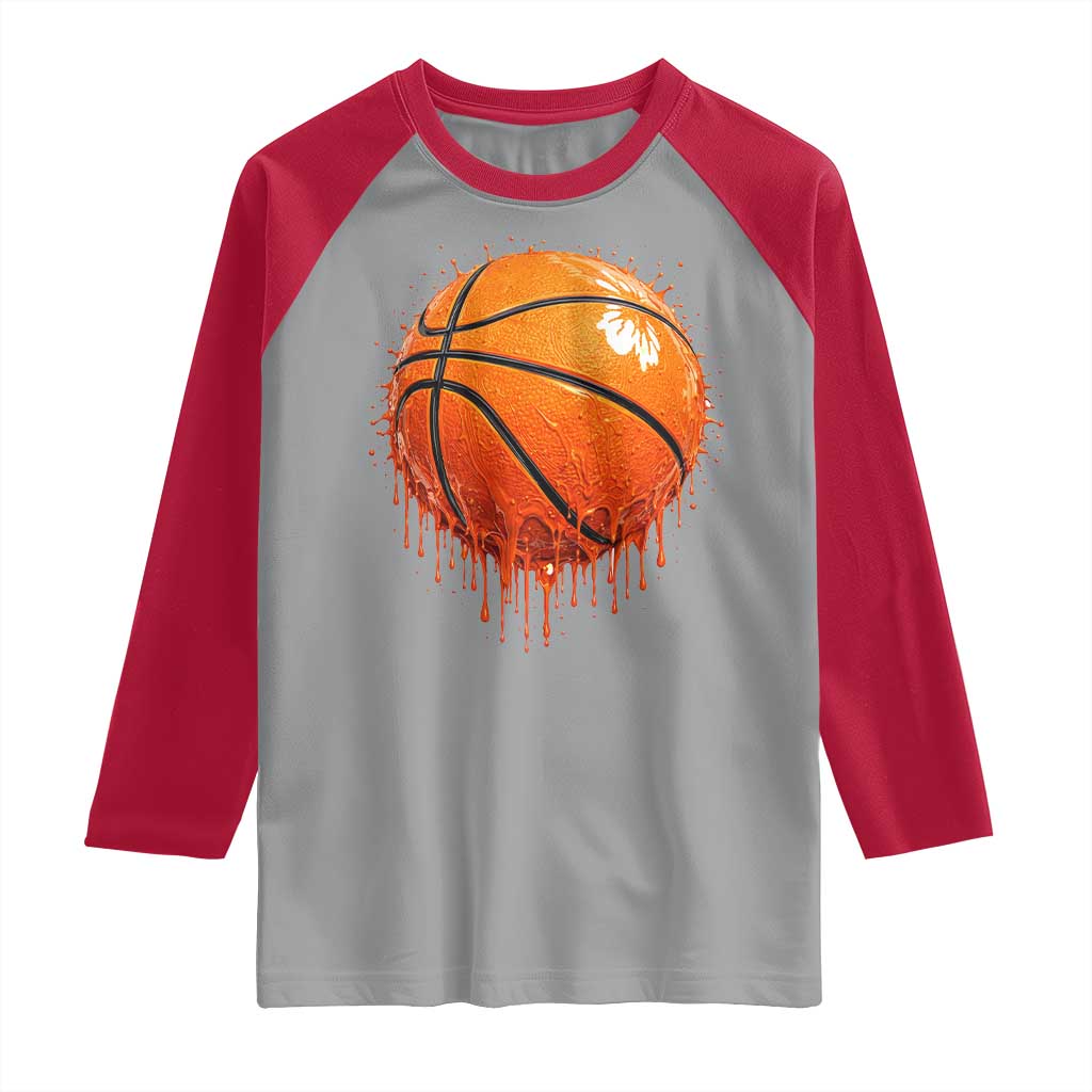 Funny Basketball Drip Splash Graphic Raglan Shirt