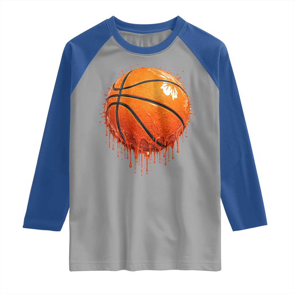 Funny Basketball Drip Splash Graphic Raglan Shirt