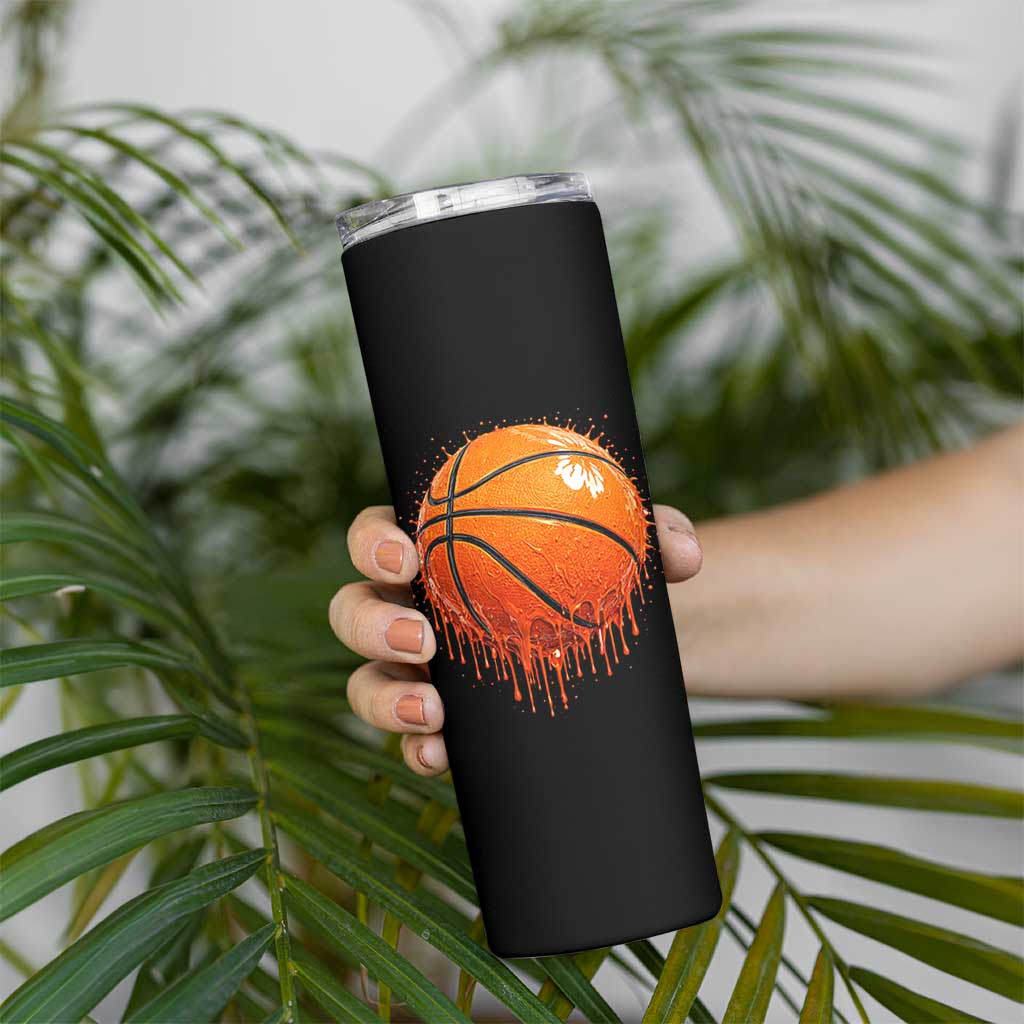 Funny Basketball Drip Splash Graphic Skinny Tumbler