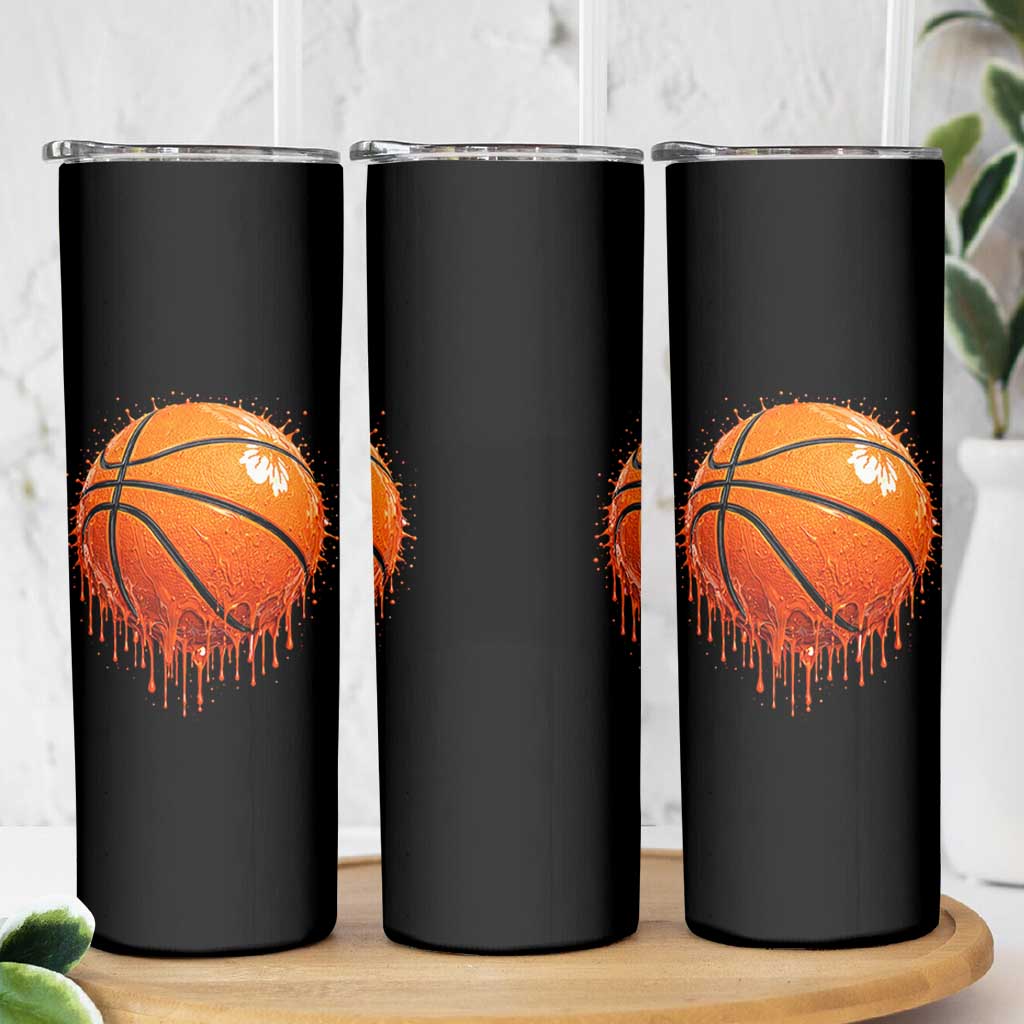 Funny Basketball Drip Splash Graphic Skinny Tumbler