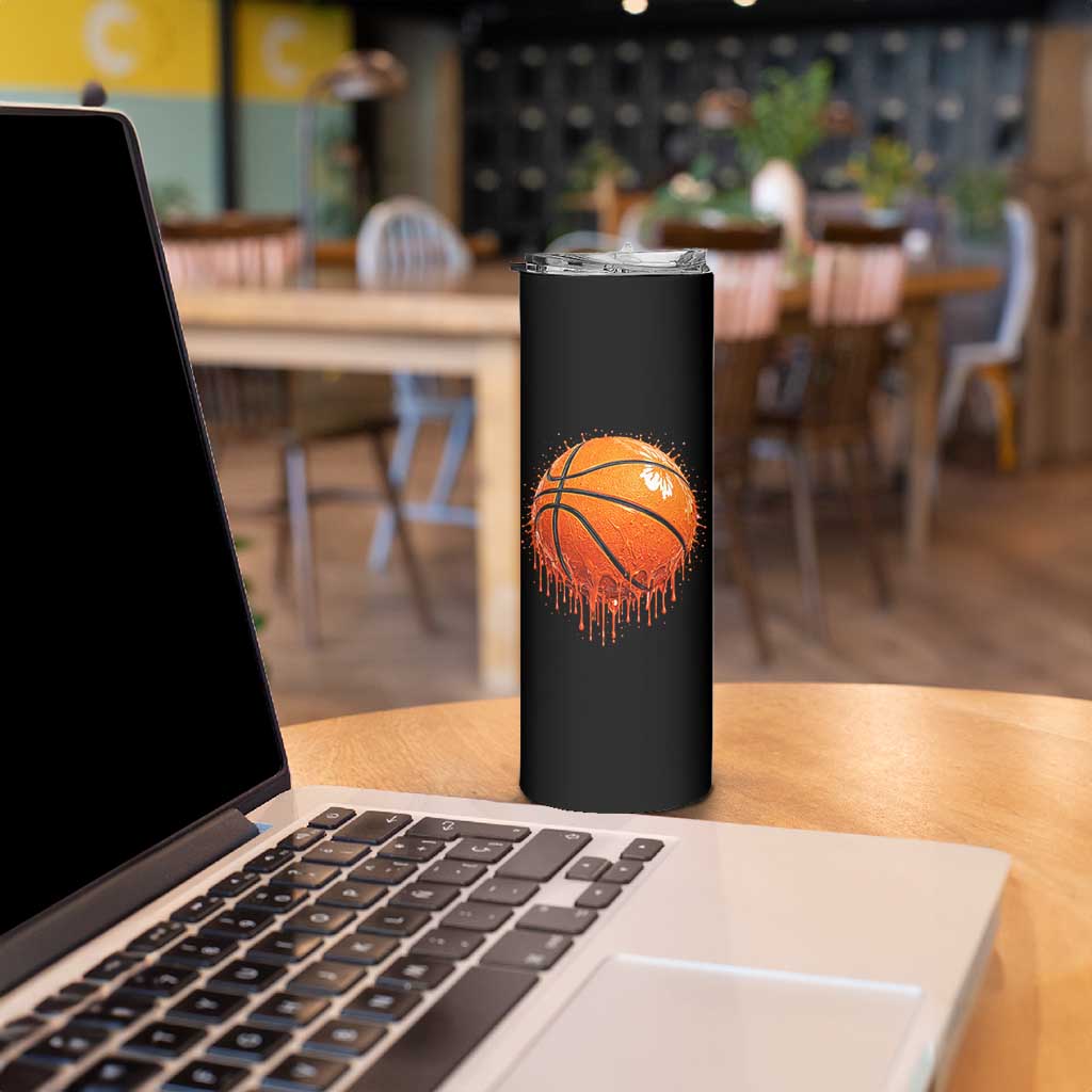 Funny Basketball Drip Splash Graphic Skinny Tumbler