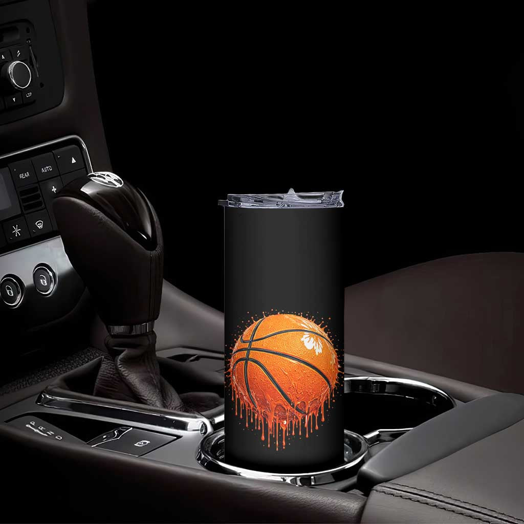 Funny Basketball Drip Splash Graphic Skinny Tumbler