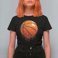 Funny Basketball Drip Splash Graphic T Shirt For Women