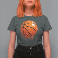 Funny Basketball Drip Splash Graphic T Shirt For Women