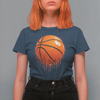 Funny Basketball Drip Splash Graphic T Shirt For Women