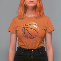 Funny Basketball Drip Splash Graphic T Shirt For Women