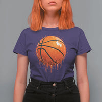 Funny Basketball Drip Splash Graphic T Shirt For Women