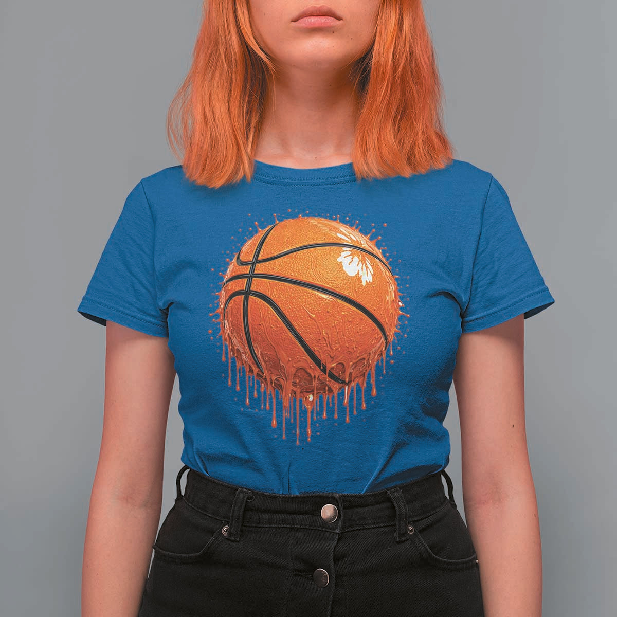 Funny Basketball Drip Splash Graphic T Shirt For Women