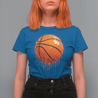 Funny Basketball Drip Splash Graphic T Shirt For Women