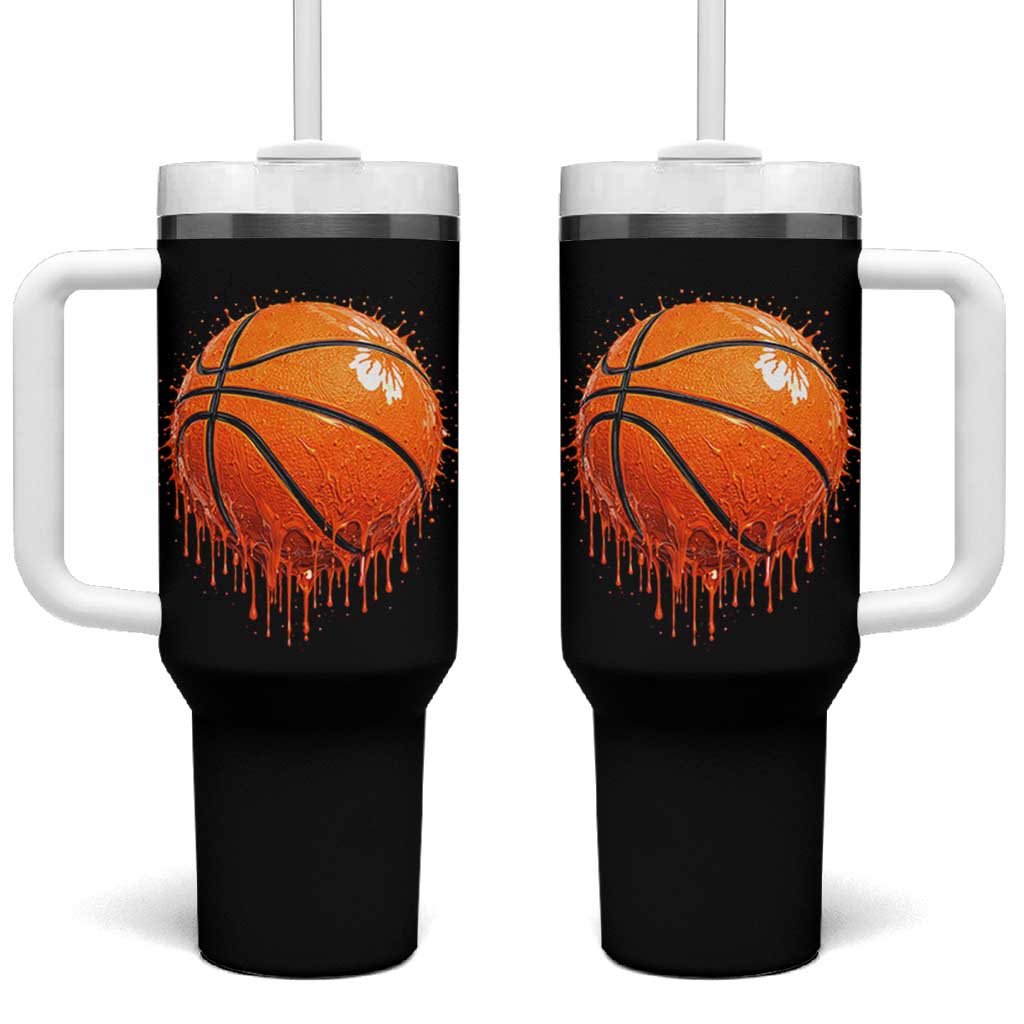 Funny Basketball Drip Splash Graphic Tumbler With Handle