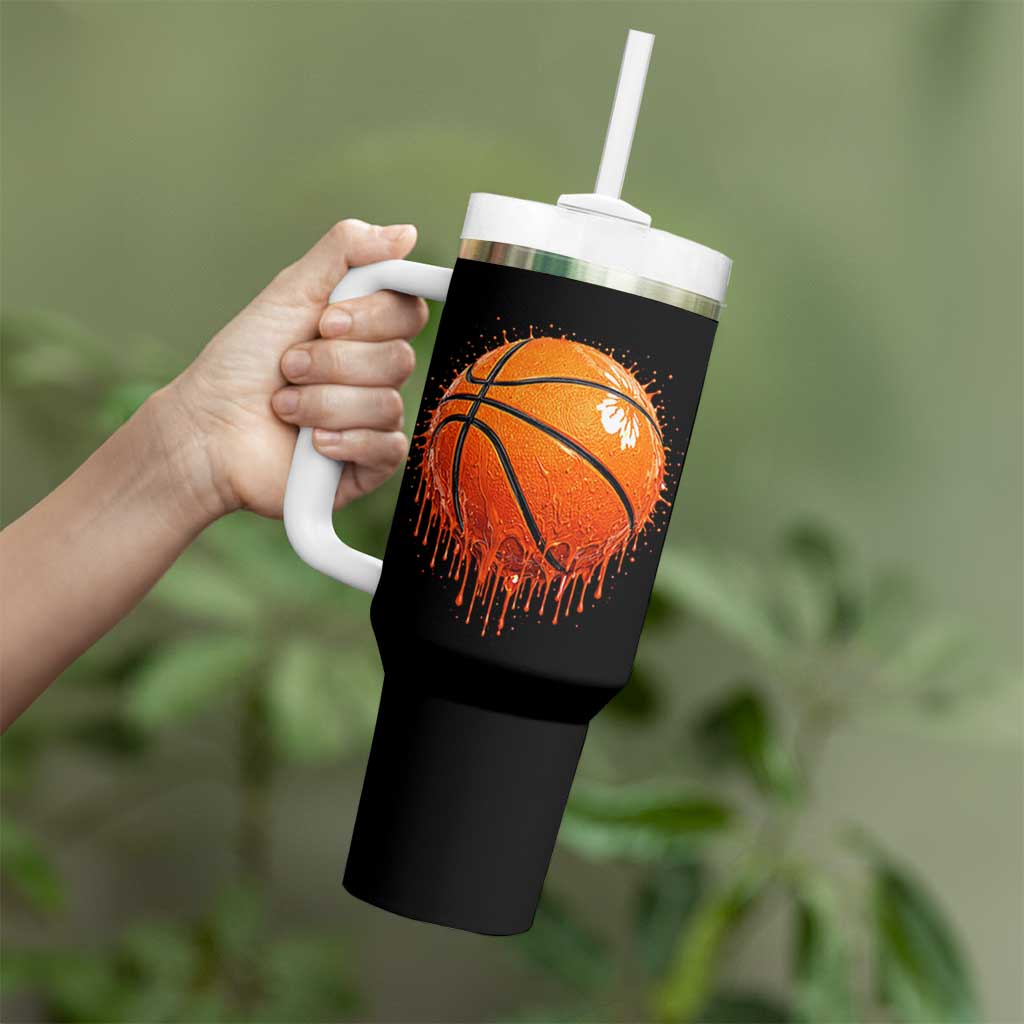 Funny Basketball Drip Splash Graphic Tumbler With Handle