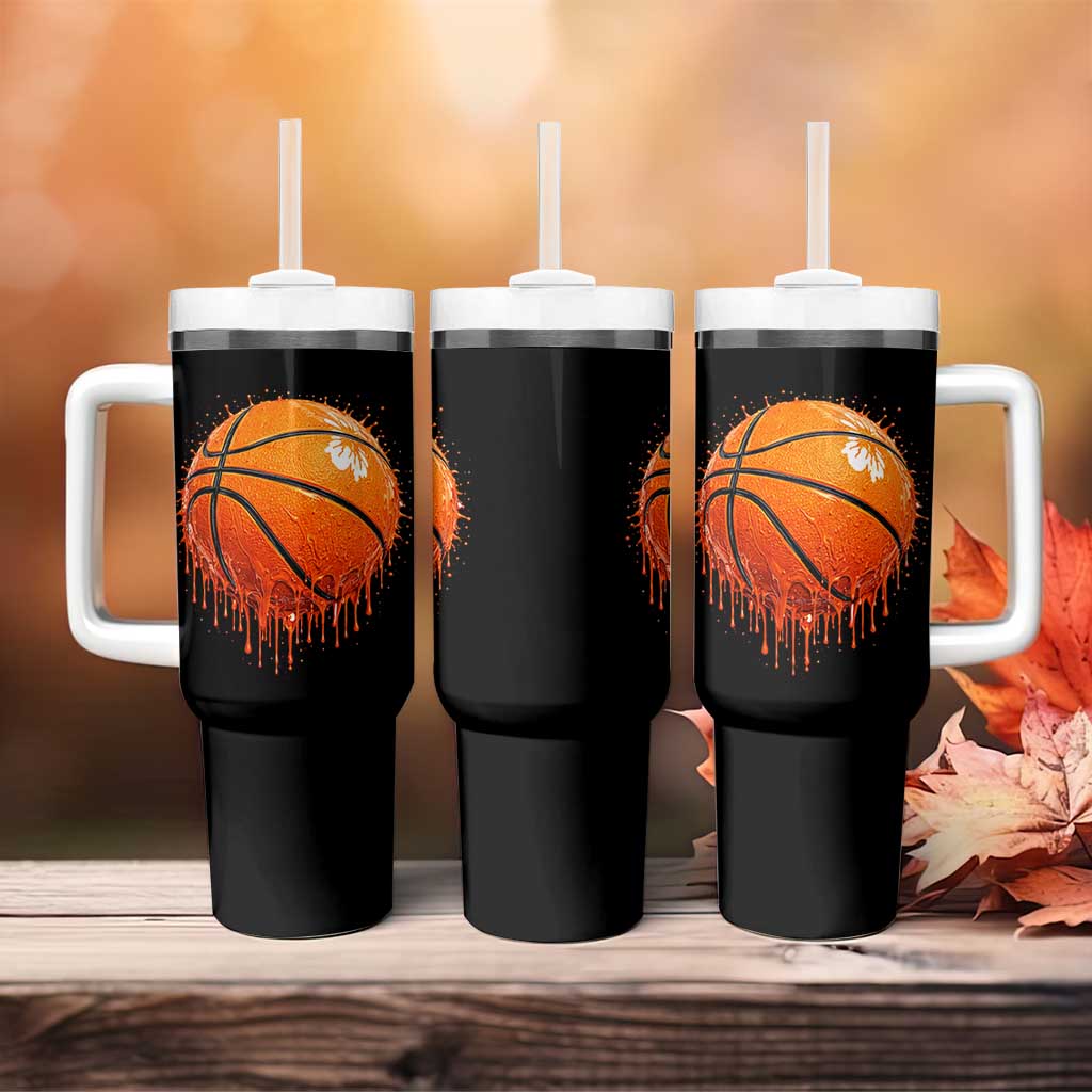 Funny Basketball Drip Splash Graphic Tumbler With Handle