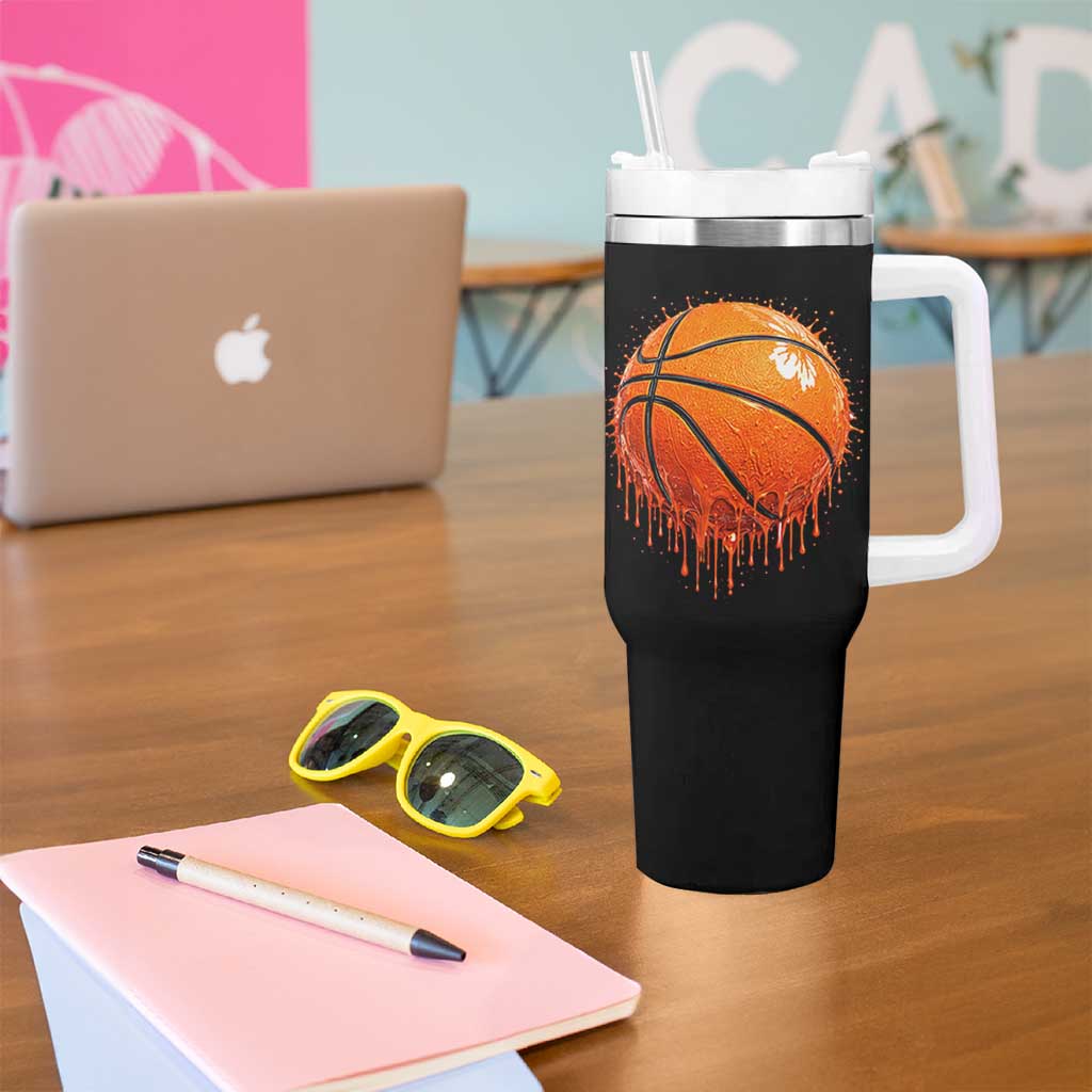 Funny Basketball Drip Splash Graphic Tumbler With Handle