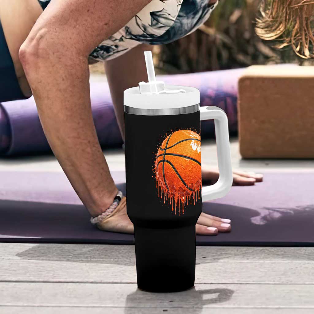 Funny Basketball Drip Splash Graphic Tumbler With Handle
