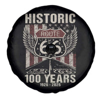 Historic Route Highway 66 100 Years Anniversary Spare Tire Cover Highway Road Sign Wings Vintage American Flag