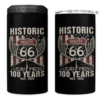 Historic Route Highway 66 100 Years Anniversary 4 in 1 Can Cooler Tumbler Highway Road Sign Wings Vintage American Flag