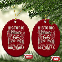 Historic Route Highway 66 100 Years Anniversary Ceramic Ornament Highway Road Sign Wings Vintage American Flag