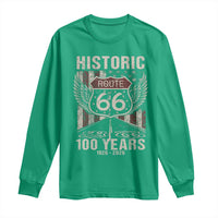 Historic Route Highway 66 100 Years Anniversary Long Sleeve Shirt Highway Road Sign Wings Vintage American Flag