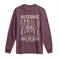 Historic Route Highway 66 100 Years Anniversary Long Sleeve Shirt Highway Road Sign Wings Vintage American Flag