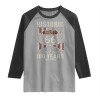 Historic Route Highway 66 100 Years Anniversary Raglan Shirt Highway Road Sign Wings Vintage American Flag