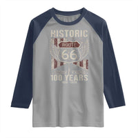 Historic Route Highway 66 100 Years Anniversary Raglan Shirt Highway Road Sign Wings Vintage American Flag