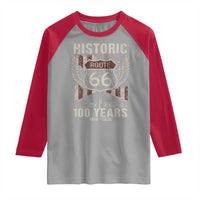 Historic Route Highway 66 100 Years Anniversary Raglan Shirt Highway Road Sign Wings Vintage American Flag