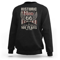 Historic Route Highway 66 100 Years Anniversary Sweatshirt Highway Road Sign Wings Vintage American Flag