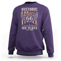 Historic Route Highway 66 100 Years Anniversary Sweatshirt Highway Road Sign Wings Vintage American Flag