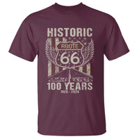 Historic Route Highway 66 100 Years Anniversary T Shirt Highway Road Sign Wings Vintage American Flag