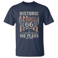 Historic Route Highway 66 100 Years Anniversary T Shirt Highway Road Sign Wings Vintage American Flag