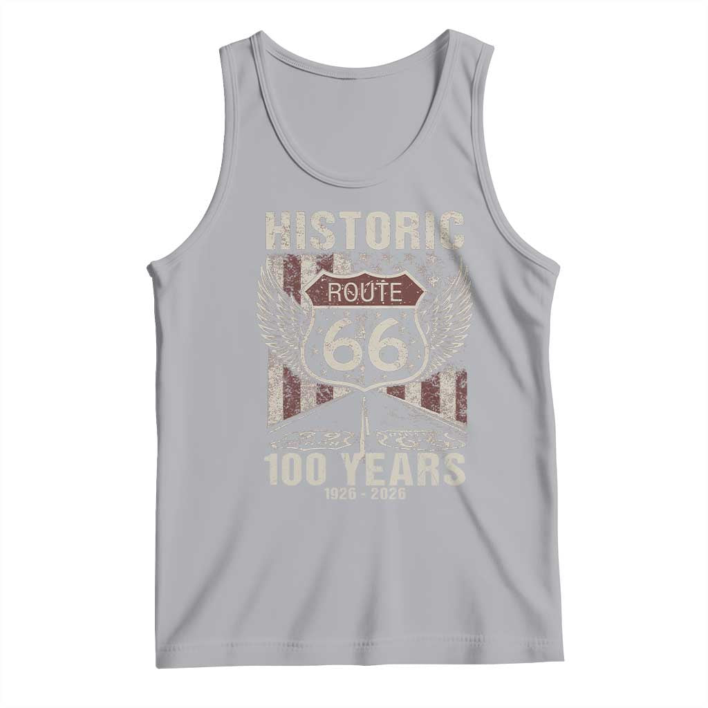 Historic Route Highway 66 100 Years Anniversary Tank Top Highway Road Sign Wings Vintage American Flag