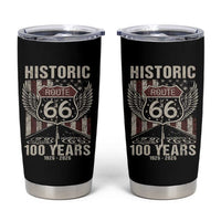 Historic Route Highway 66 100 Years Anniversary Tumbler Cup Highway Road Sign Wings Vintage American Flag