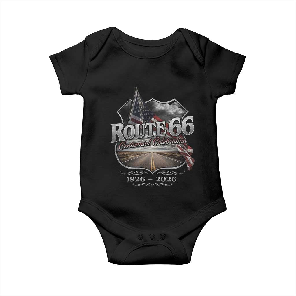 US Route Highway 66 Centennial Celebration Baby Onesie 100 Years Of The Mother Road Vintage American Flag