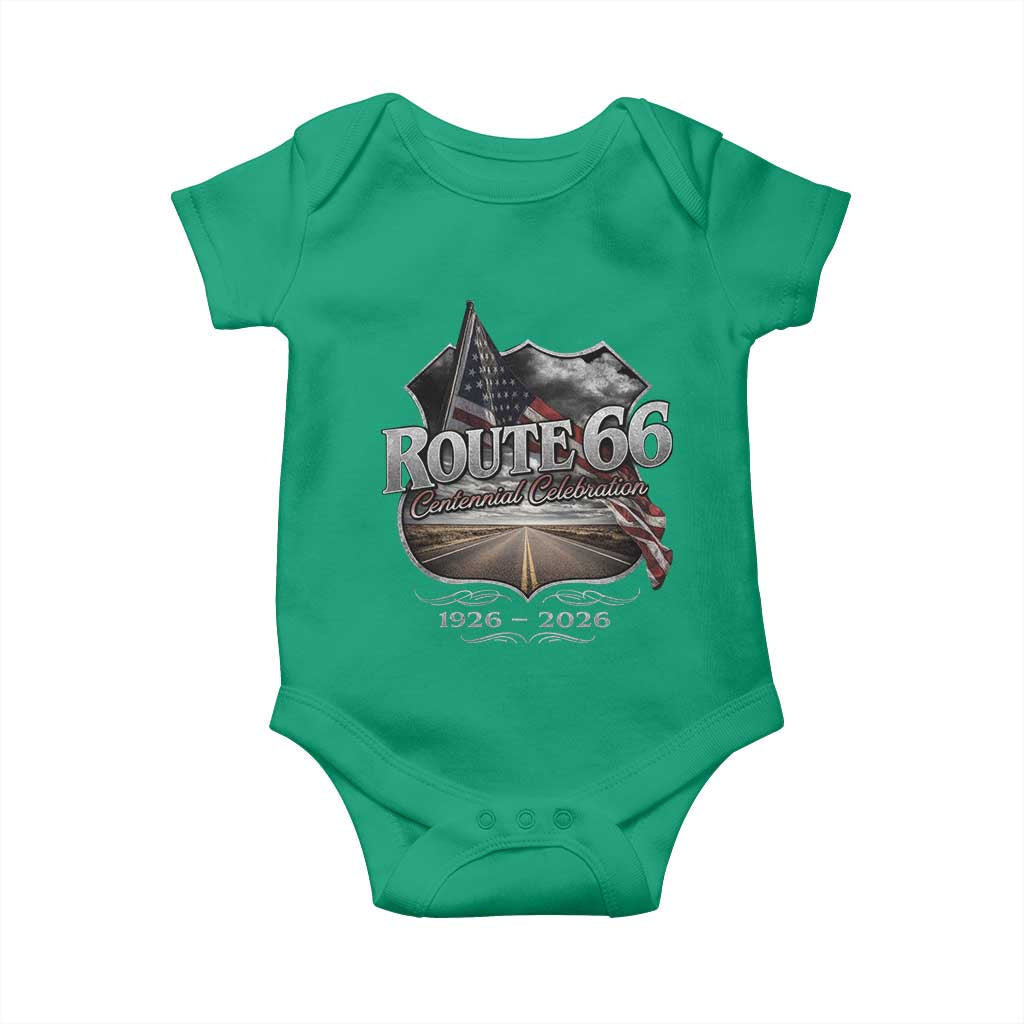 US Route Highway 66 Centennial Celebration Baby Onesie 100 Years Of The Mother Road Vintage American Flag